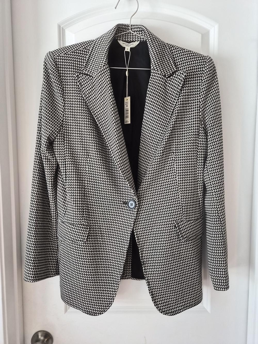 Max Studio Black & White Houndstooth Single-Button Blazer